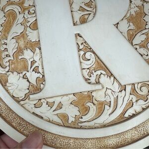 Decorative Monogrammed Wall Plaque - Ivory and Gold